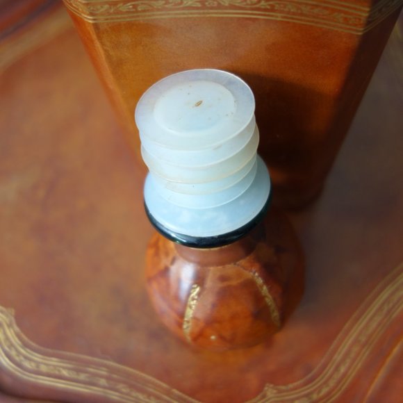 Vintage Genuine Calf Leather Wrapped Decanter and Tray Made in Italy - Picture 9 of 14